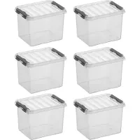 Sunware Q-Line opbergbox 3L - Set van 6 - Transparant/Grijs