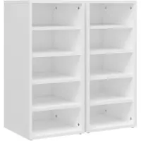 vidaXL Schoenenkasten 2 st 31,5x35x70 cm bewerkt hout wit