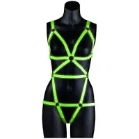 Shots - Ouch! Lichaamsbedekkend Harnas - S/M neon green/black S/M