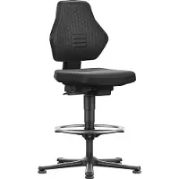 BIMOS Werkdraaistoel | vloerglijders + voetring | supertec-weefsel zwart | 570-850 mm | 1 stuk - 9071-SP01 9071-SP01
