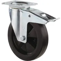 BS Rollen Zwenkwiel | wiel d. 160 mm draagvermogen 250 kg | met totale rem van massief rubber | 138x109 mm | 1 stuk - L420.B60.160