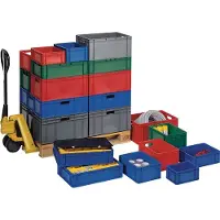 LA-KA-PE Transportstapelbak | L400xB300xH320mm | blauw PP handgreepopening | zijwanden gesloten | 1 stuk - TK400/320-0 BLAU TK400/320-0 BLAU