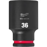 Milwaukee Korte slagmoersleutel 1/2'' - - 36 mm - SHOCKWAVE staal - Zeskantig - Antislip - Diepe constructie
