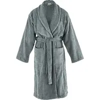 Tiseco Home Studio - Badjas DELUX - 100% katoen - 370 g/m² - badstof - unisex- riem en zakken - S/M - Grijs