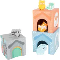 Small Foot - Stapeltoren met Bosdieren Pastel, 10dlg.