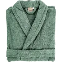 Tiseco Home Studio - Badjas DELUX - 100% katoen - 370 g/m² - badstof - unisex- riem en zakken - S/M - Greenstone