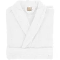 Tiseco Home Studio - Badjas DELUX - 100% katoen - 370 g/m² - badstof - unisex- riem en zakken - S/M - Wit