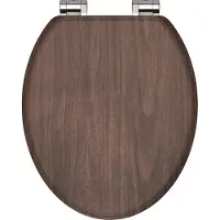 Schutte WC-Bril 80193 DARK WOOD - MDF-Hout - Soft Close - Verchroomde Scharnieren - Belastbaar tot 175 kg - Decor - 3-zijdige Print