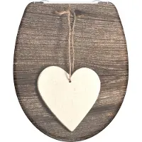 Schutte WC-Bril 82377 WOOD HEART - Duroplast - Soft Close - Afklikbaar - RVS-Scharnieren - Belastbaar tot 175 kg - Decor - 3-zijdige Print