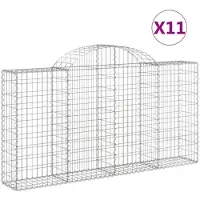 vidaXL Gabionen met boogvorm, 11 stuks, 200x30x100/120 cm, verzinkt staal