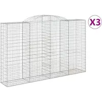 vidaXL Gabionen met boogvorm, 3 stuks, 300x50x180/200 cm, verzinkt staal