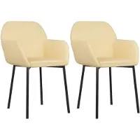 vidaXL Eetkamerstoelen 2 st fluweel crèmekleurig