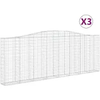 vidaXL Gabionen met boogvorm, 3 stuks, 400x30x140/160 cm, verzinkt staal