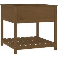 vidaXL Plantenbak met schap 82,5x82,5x81 cm grenenhout honingbruin