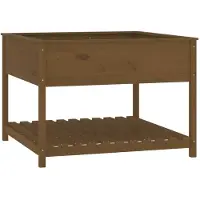 vidaXL Plantenbak met schap 111,5x111,5x81 cm grenenhout honingbruin