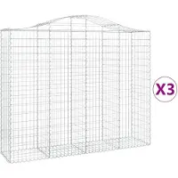 vidaXL Gabionen met boogvorm, 3 stuks, 200x50x160/180 cm, verzinkt staal
