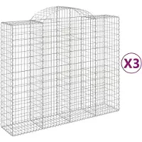 vidaXL Gabionen met boogvorm, 3 stuks, 200x50x160/180 cm, verzinkt staal