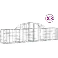 vidaXL Gabionen met boogvorm, 3 stuks, 200x30x40/60 cm, verzinkt staal