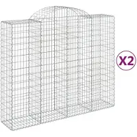 vidaXL Gabionen met boogvorm, 2 stuks, 200x50x160/180 cm, verzinkt staal