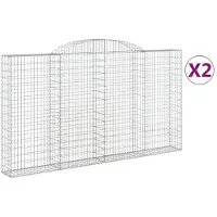 vidaXL Gabionen met boogvorm, 2 stuks, 300x30x160/180 cm, verzinkt staal