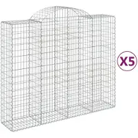 vidaXL Gabionen met boogvorm, 5 stuks, 200x50x160/180 cm, verzinkt staal