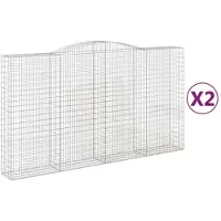 vidaXL Gabionen met boogvorm, 2 stuks, 400x50x220/240 cm, verzinkt staal