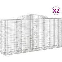 vidaXL Schanskorven 2 st gewelfd 300x50x140/160 cm ijzer
