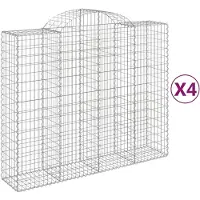 vidaXL Gabionen met boogvorm, 4 stuks, 200x50x160/180 cm, verzinkt staal