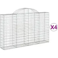 vidaXL Gabionen met boogvorm, 4 stuks, 200x30x120/140 cm, verzinkt staal