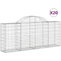 vidaXL Gabionen met boogvorm, 20 stuks, 200x30x80/100cm, verzinkt staal