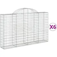 vidaXL Gabionen met boogvorm, 6 stuks, 200x30x120/140 cm, verzinkt staal