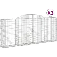 vidaXL Schanskorven 3 st gewelfd 300x30x120/140 cm ijzer