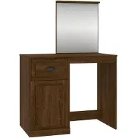 vidaXL Kaptafel met spiegel 90x50x132,5 cm bewerkt hout bruineiken