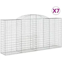 vidaXL Gabionen met boogvorm, 7 stuks, 300x50x140/160 cm, verzinkt staal