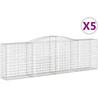vidaXL Gabionen met boogvorm, 5 stuks, 400x50x120/140 cm, verzinkt staal