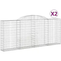 vidaXL Gabionen met boogvorm, 2 stuks, 300x30x120/140 cm, verzinkt staal
