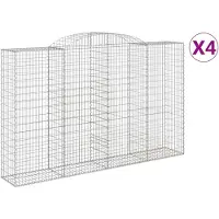 vidaXL Gabionen met boogvorm, 4 stuks, 300x50x180/200 cm, verzinkt staal