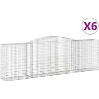 vidaXL Gabionen met boogvorm, 6 stuks, 400x50x120/140 cm, verzinkt staal