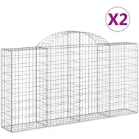 vidaXL Schanskorven 2 st gewelfd 200x30x100/120 cm ijzer