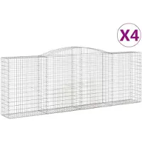 vidaXL Gabionen met boogvorm, 4 stuks, 400x50x140/160 cm, verzinkt staal