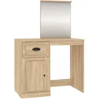 vidaXL Schminktafel met spiegel, Sonoma-eikenhout, 90x50x132,5 cm