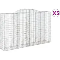 vidaXL Gabionen met boogvorm, 5 stuks, 300x50x180/200 cm, verzinkt staal