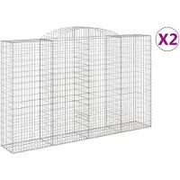 vidaXL Gabionen met boogvorm, 2 stuks, 300x50x180/200cm, verzinkt staal