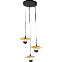 QAZQA Landelijke hanglamp zwart met touw 3-lichts - Leia