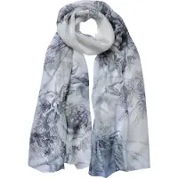 Juleeze Sjaal Dames Print 50x160 cm Grijs Synthetisch Bloemen