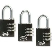 AMIG Hangslot met Cijferslot - Set 3 Stuks - 3 Cijferig - Locker Slot - Beveiliging voor Onderweg - Zwart