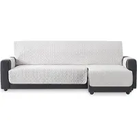 Belmarti Geo Quilt chaise-longue bankbeschermer rechts - 240 cm - Ivoor