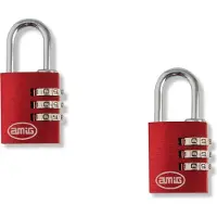 AMIG Hangslot met Cijferslot - Set 2 Stuks - 3 Cijferig - Locker Slot - Beveiliging voor Onderweg - Rood