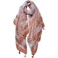 Juleeze Sjaal Dames Print 90x180 cm Oranje Synthetisch