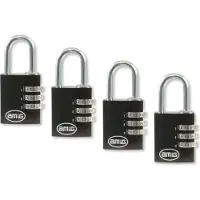 AMIG Hangslot met Cijferslot - Set 4 Stuks - 3 Cijferig - Locker Slot - Beveiliging voor Onderweg - Zwart